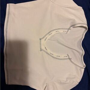 White Cropped Top with Blue Stitching